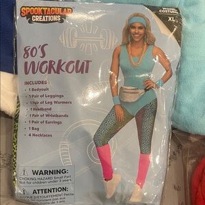 80's Workout Costume with Bodysuit Leggings fanny, pack, and more nwt XL